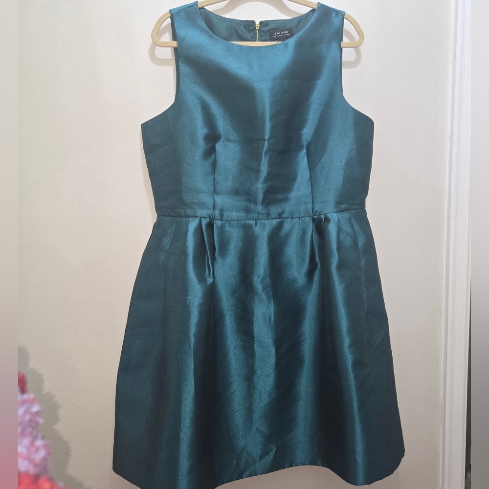 Emerald Green Jewel Satin Fit & Flare Cockail Dress 16